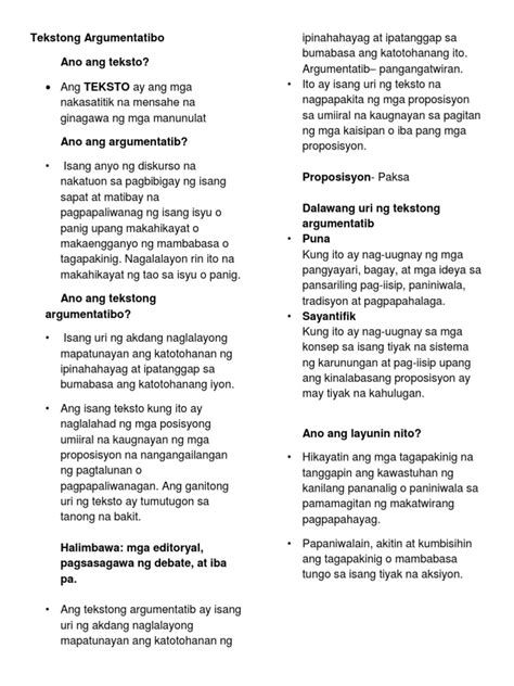 argumentatibong teksto example|Aralin 6: Tekstong Argumentatibo SHS Grade 11 MELCs (Ver.2).